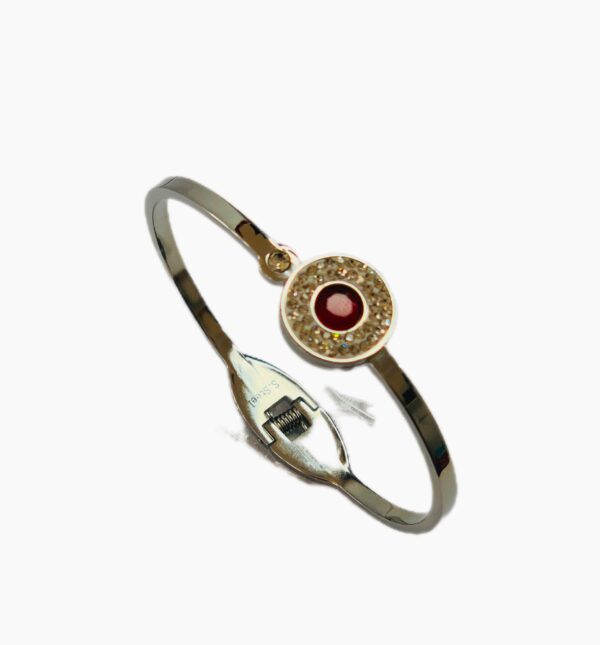 BRACCIALE RIGIDO COLOR ARGENTO E PIETRA ROSSA