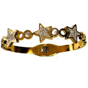 BRACCIALE RIGIDO COLOR ORO E STELLE