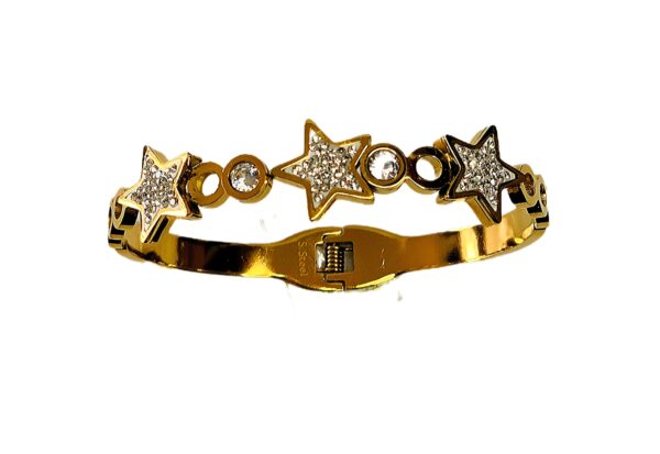 BRACCIALE RIGIDO COLOR ORO E STELLE