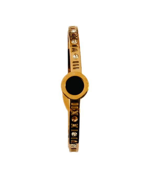 BRACCIALE RIGIDO COLOR ORO ROSA E PIETRA NERA