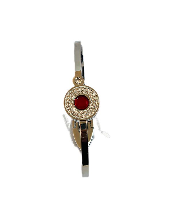 BRACCIALE RIGIDO COLOR ARGENTO E PIETRA ROSSA - immagine 2